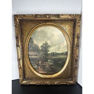 Magnificent Harvest Scene Original Landscape Scene Oil/Board By Hubert Framed!